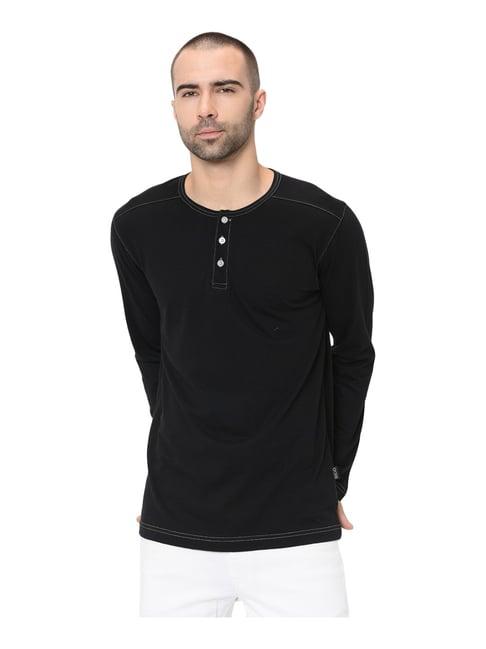 rigo black cotton slim fit t-shirt