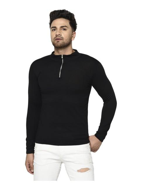 rigo black cotton slim fit t-shirt