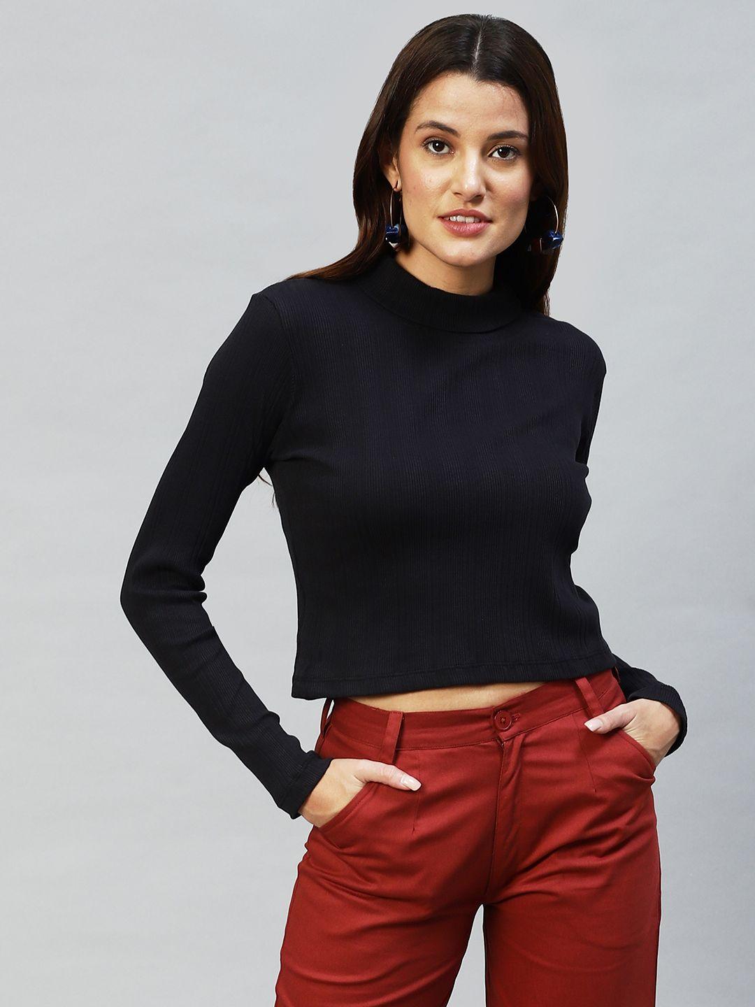 rigo black ribbed crop top