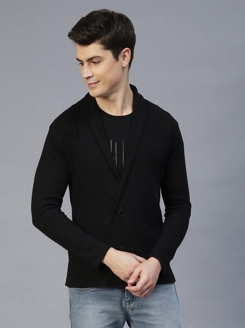 rigo black slim fit self design shrug