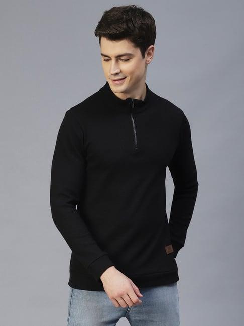 rigo black slim fit self design t-shirt