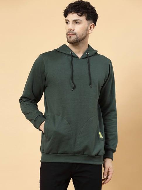 rigo bottle green regular fit oversized hooded sweatshirt