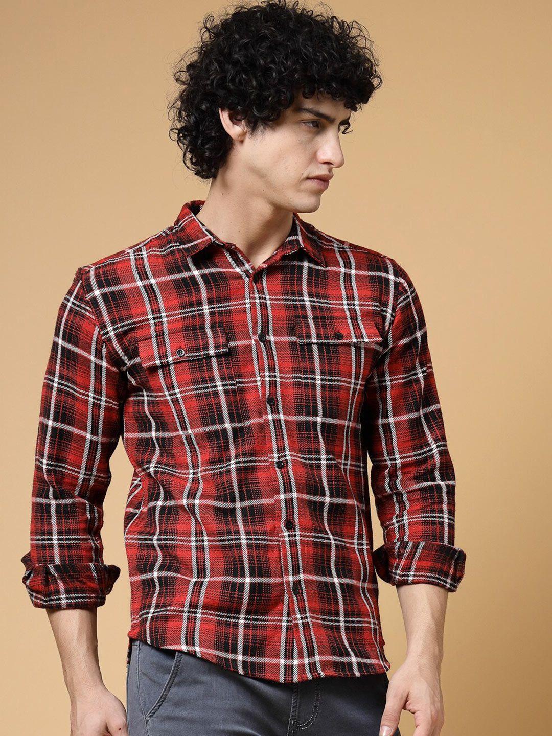 rigo comfort gingham checked cotton casual shirt