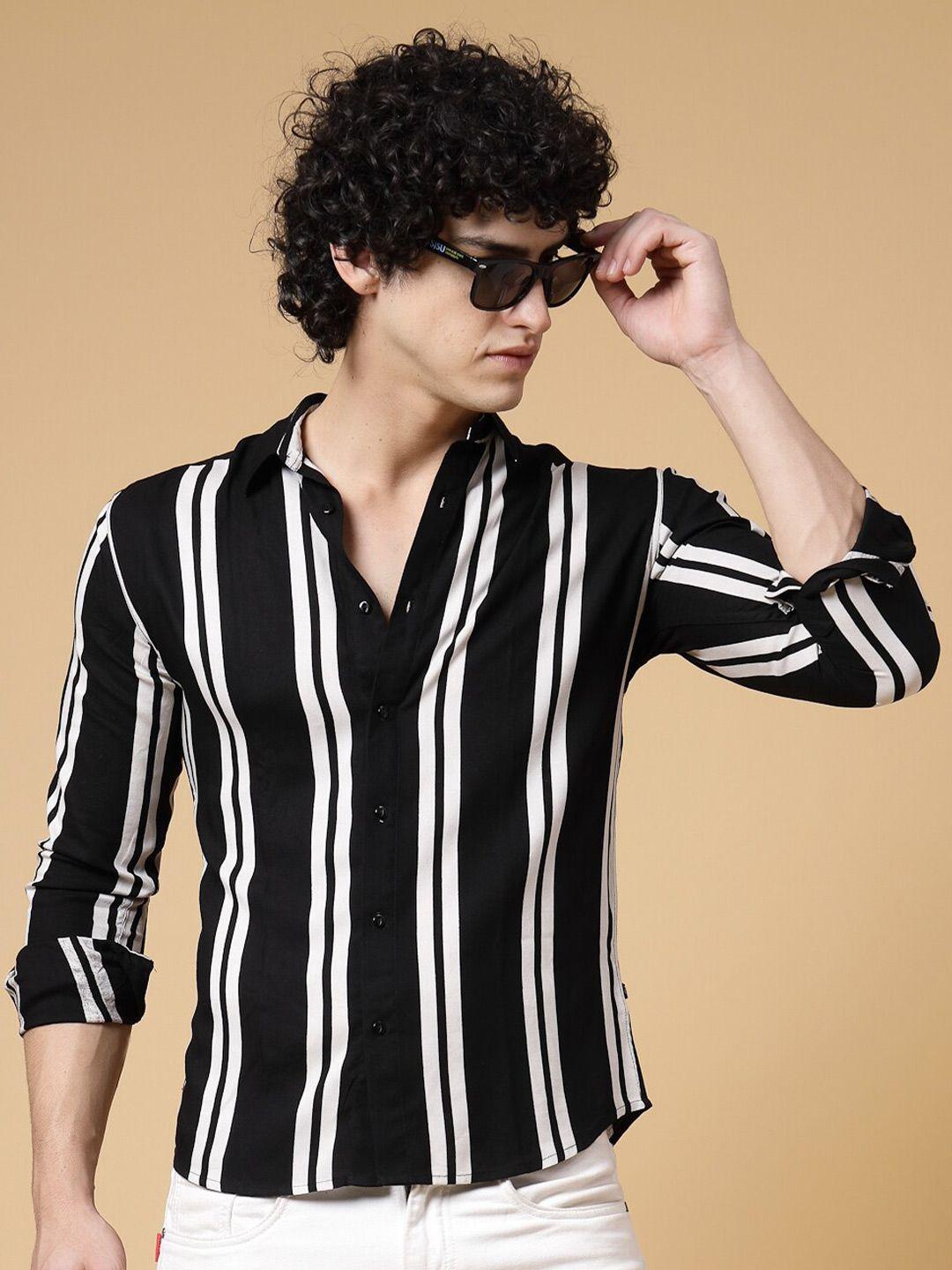 rigo comfort slim fit vertical striped casual shirt