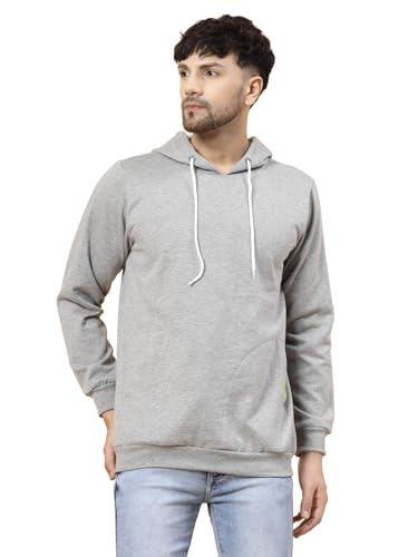 rigo fleece printed oversized hooded sweatshirt for men | full sleeves men oversized sweatshirt | pullover hoodies for men grey melange