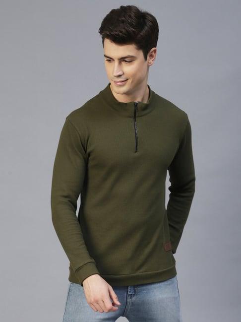 rigo green slim fit self design t-shirt