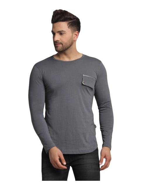 rigo grey cotton slim fit t-shirt