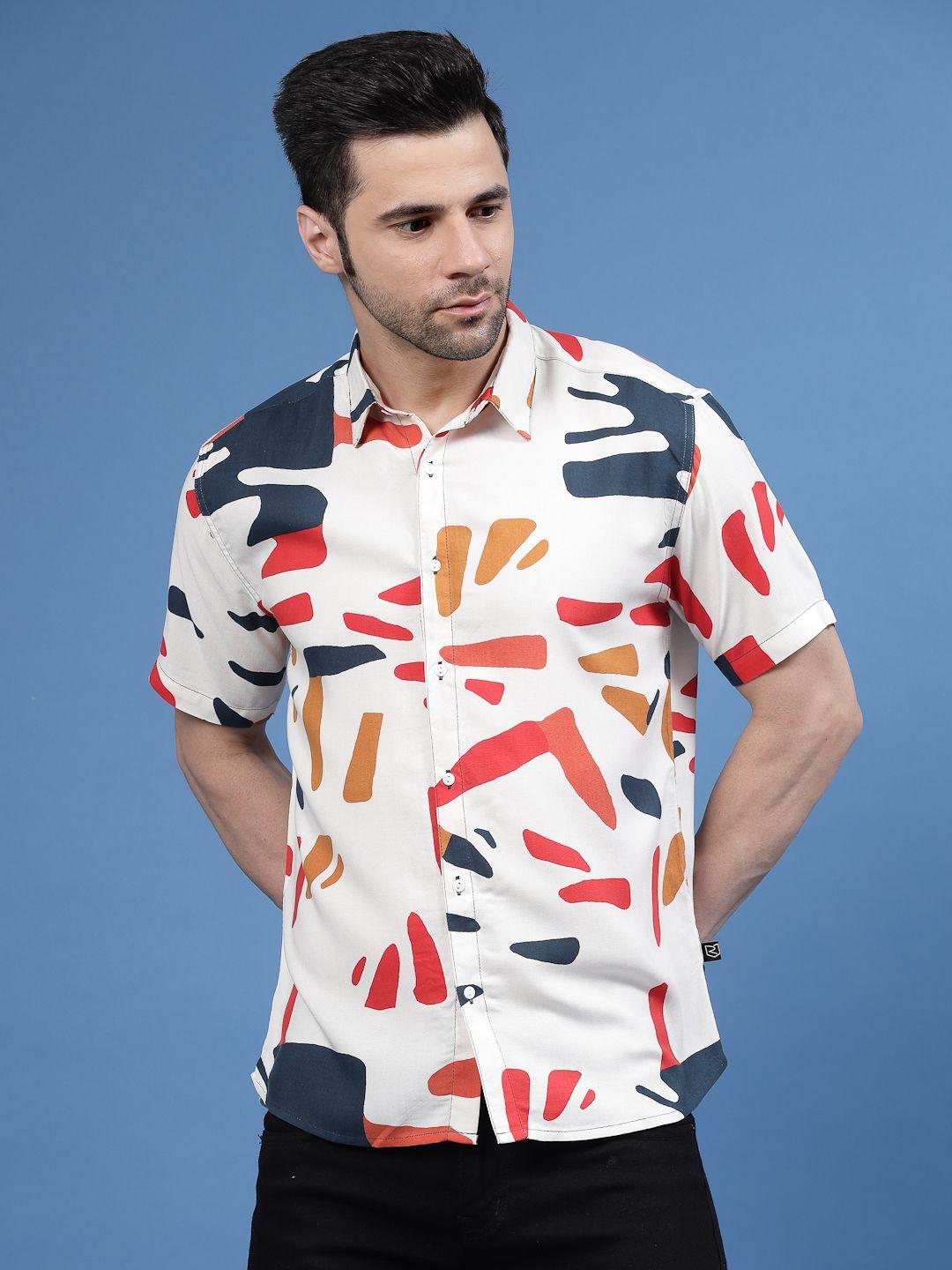 rigo india slim fit abstract printed casual shirt