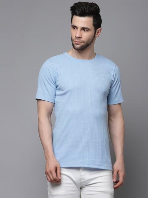 rigo light blue slim fit striped t-shirt