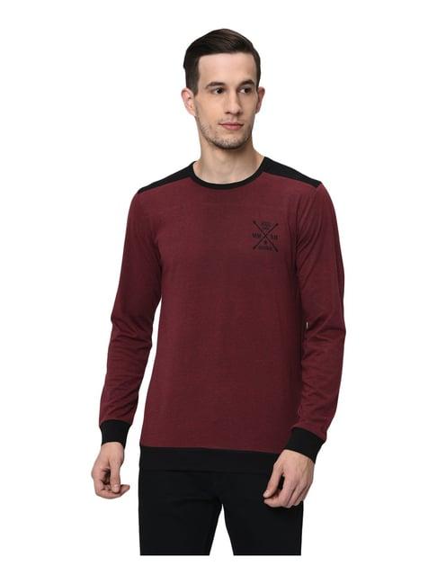 rigo maroon cotton slim fit t-shirt