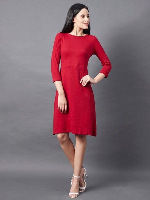 rigo maroon midi a-line dress