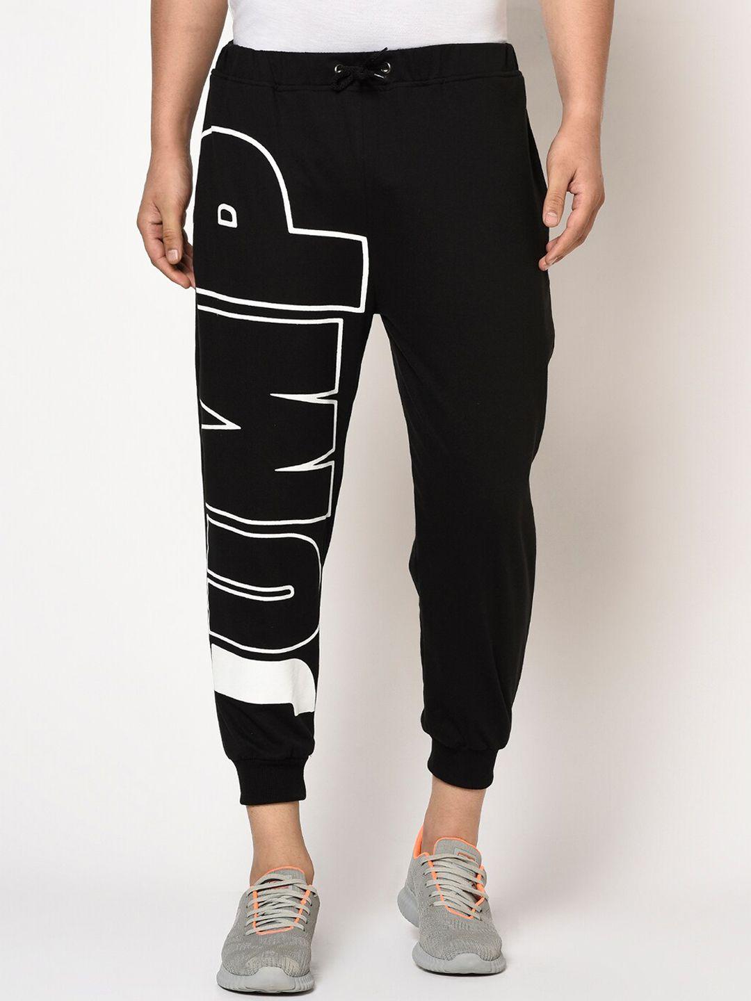 rigo men black & white printed regular fit joggers