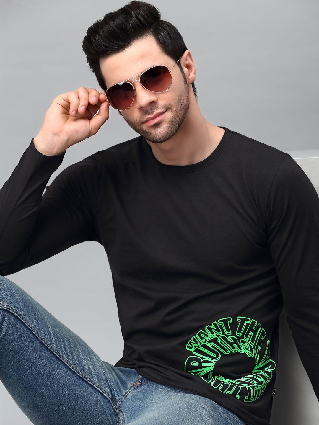 rigo men black slim fit cotton t-shirt