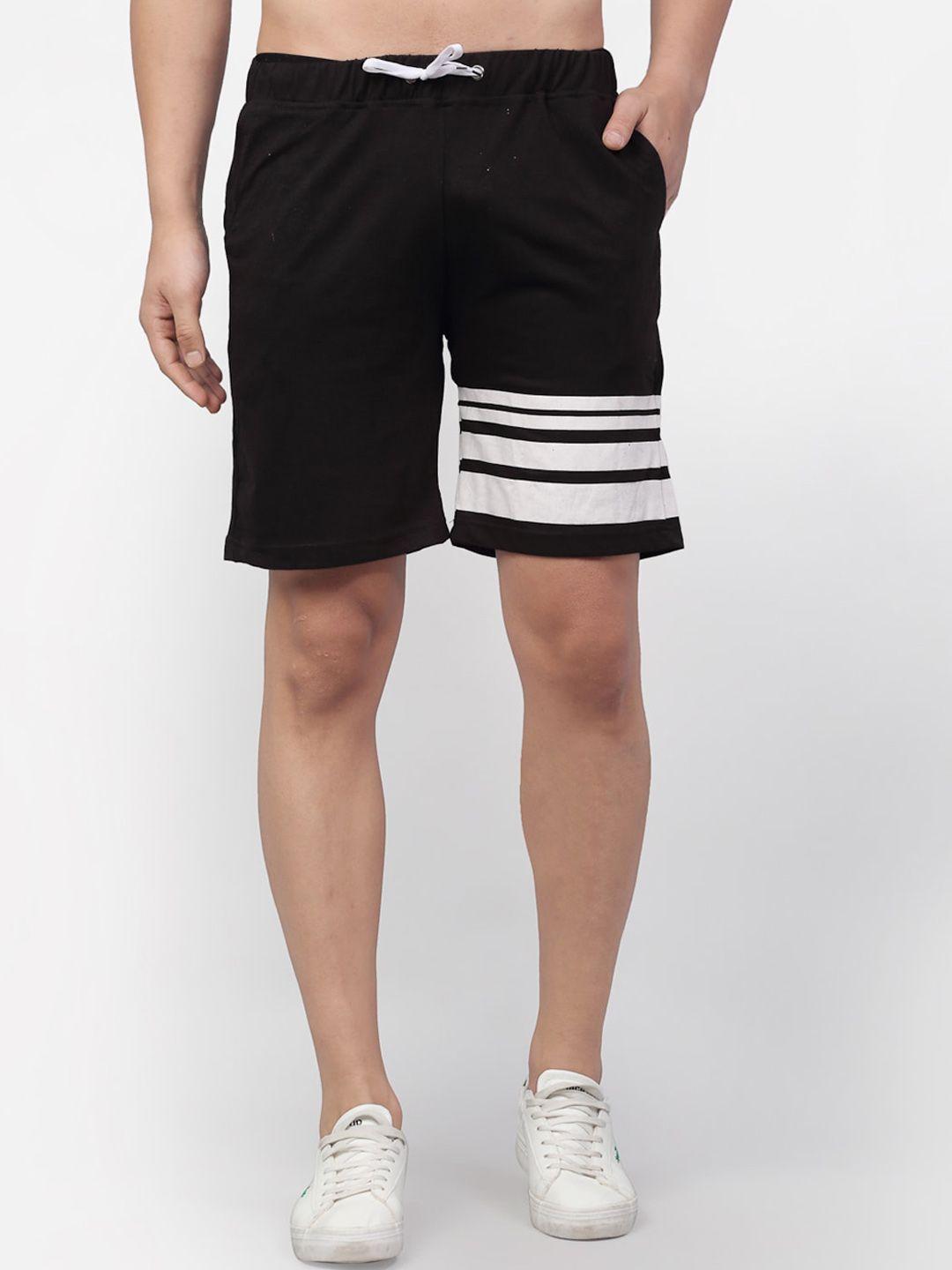 rigo men black striped mid-rise regular shorts