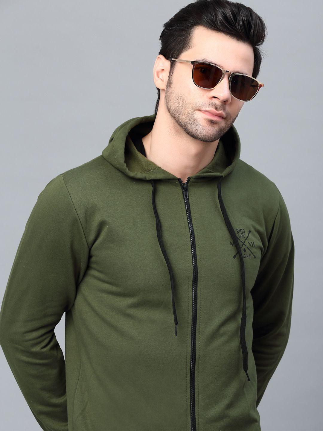 rigo men green fleece lightweight outdoor open front jacket