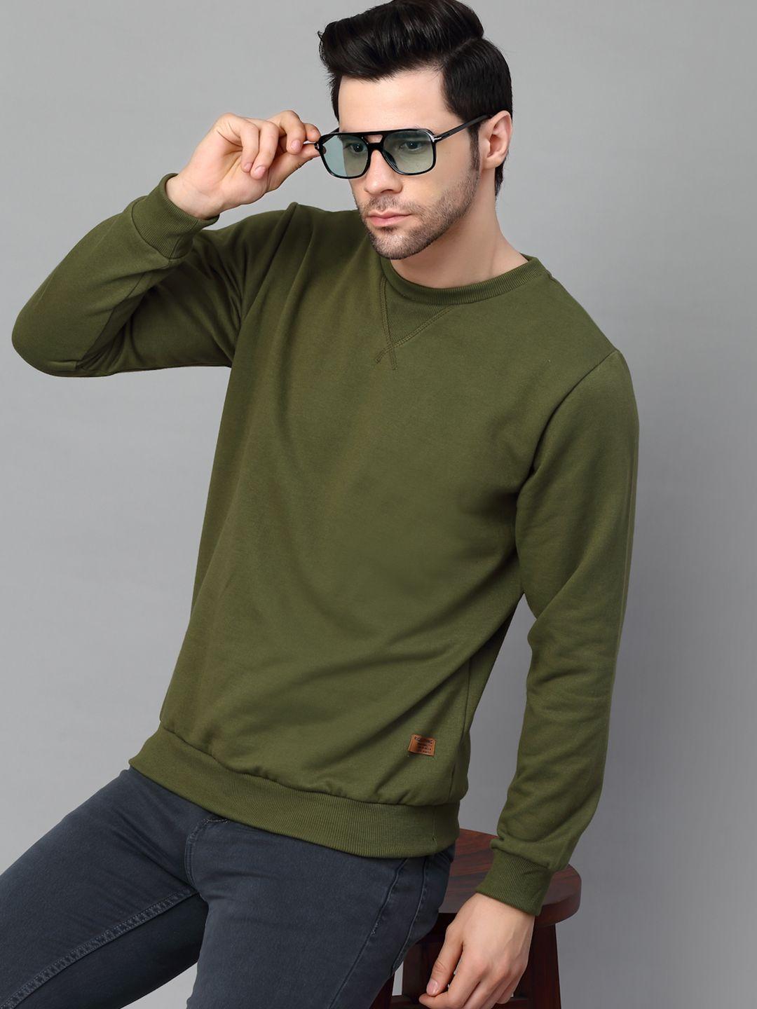 rigo men green solid sweatshirt