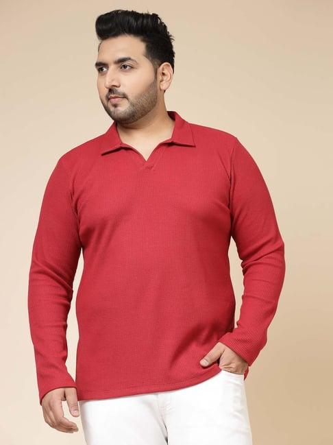 rigo men maroon waffle knit solidt-shirt