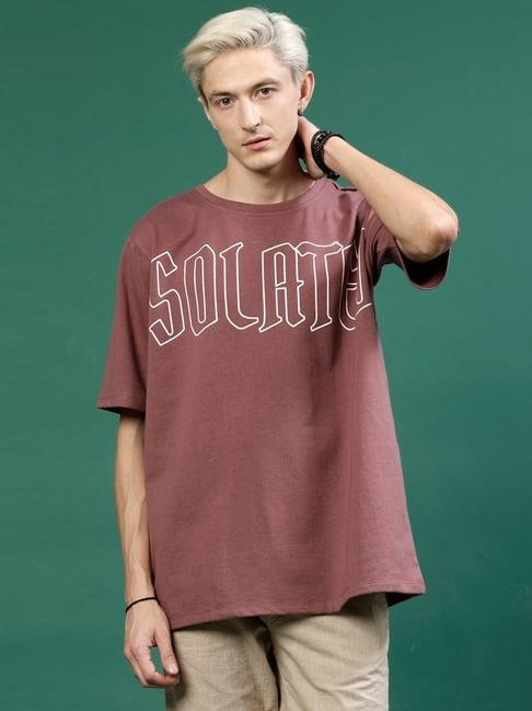 rigo men mauve terry oversized printed t-shirt