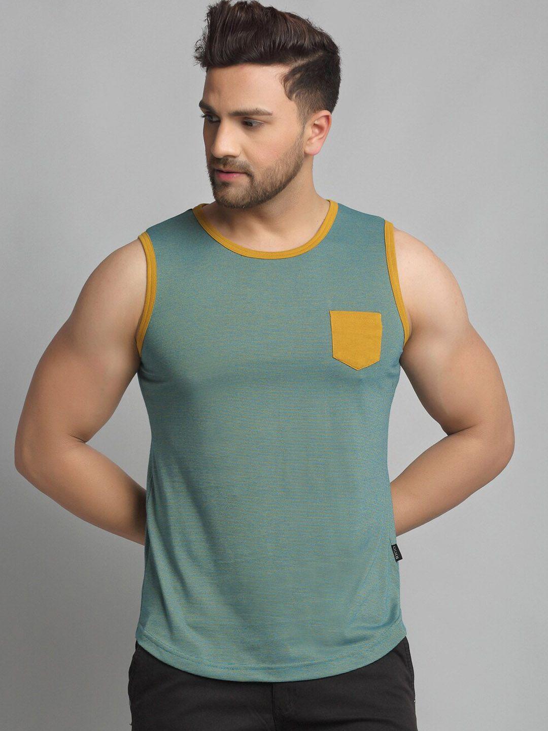 rigo men patch pocket detailed slim-fit cotton gym vest