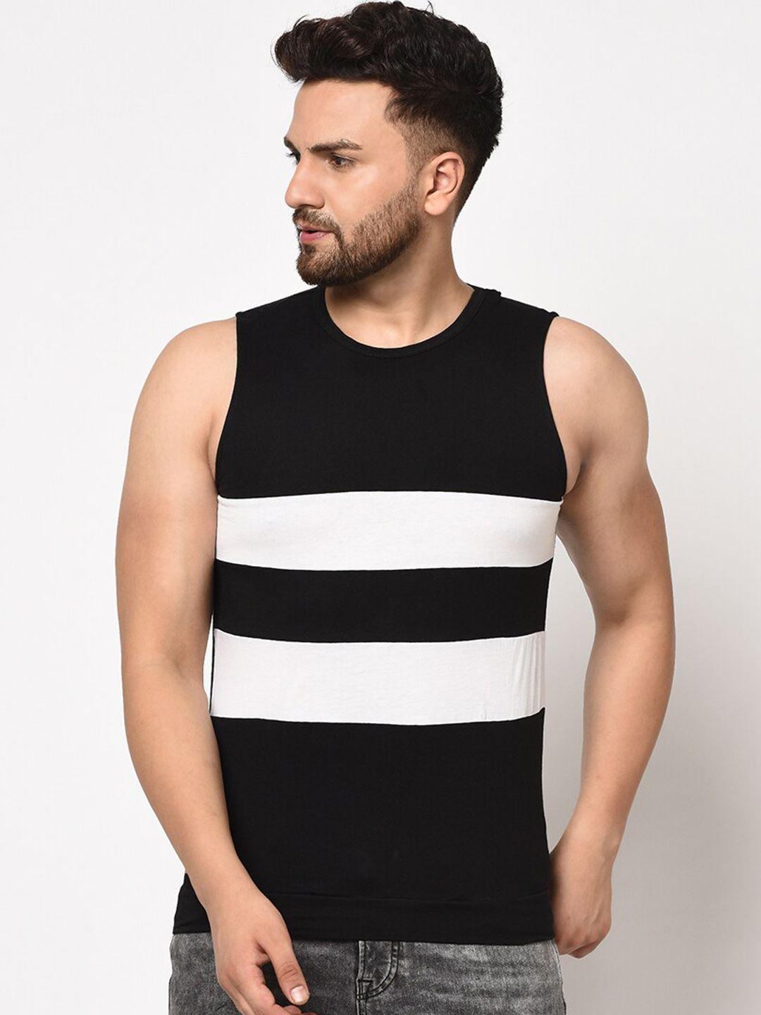 rigo men striped slim-fit cotton basic vest