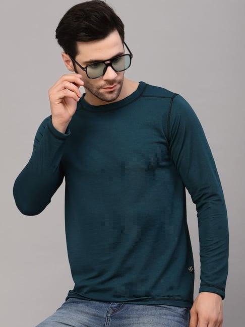 rigo men teal polycorduroy t-shirt