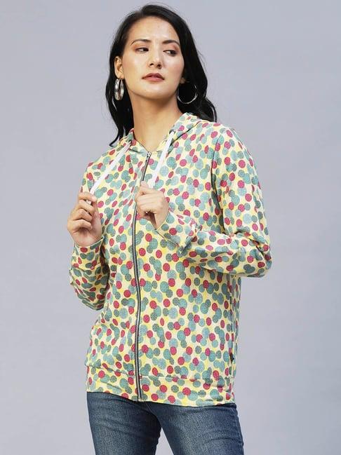 rigo multicolor cotton polka dot print hoodie
