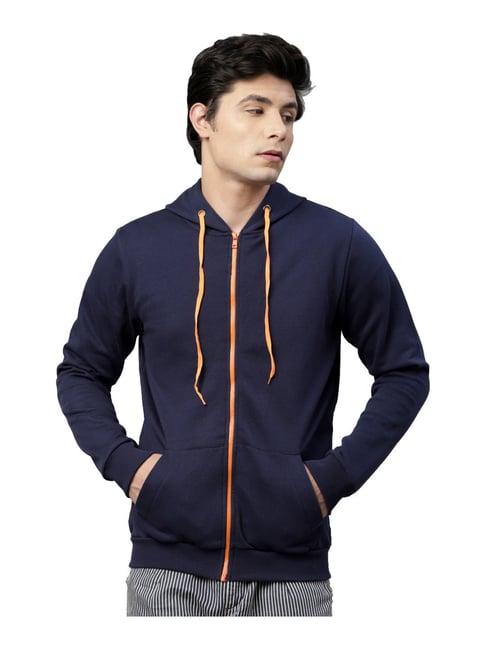 rigo navy regular fit hooded jacket