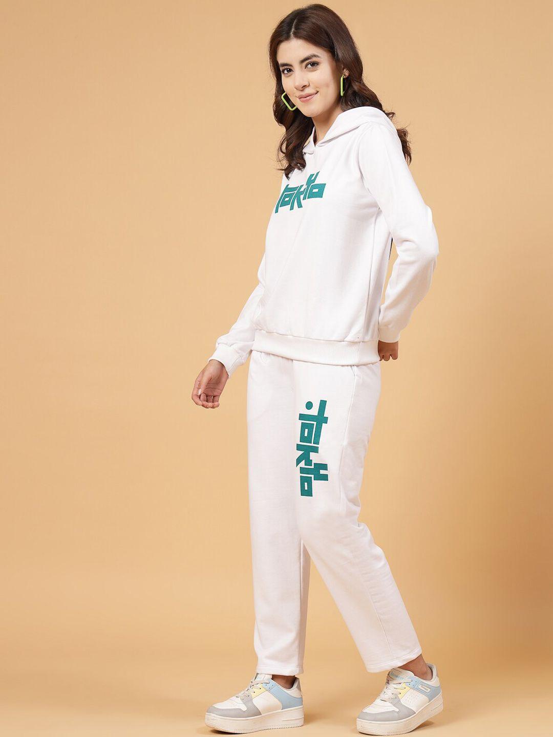 rigo printed hooded neck oversized fleece sweatshirt & trousers