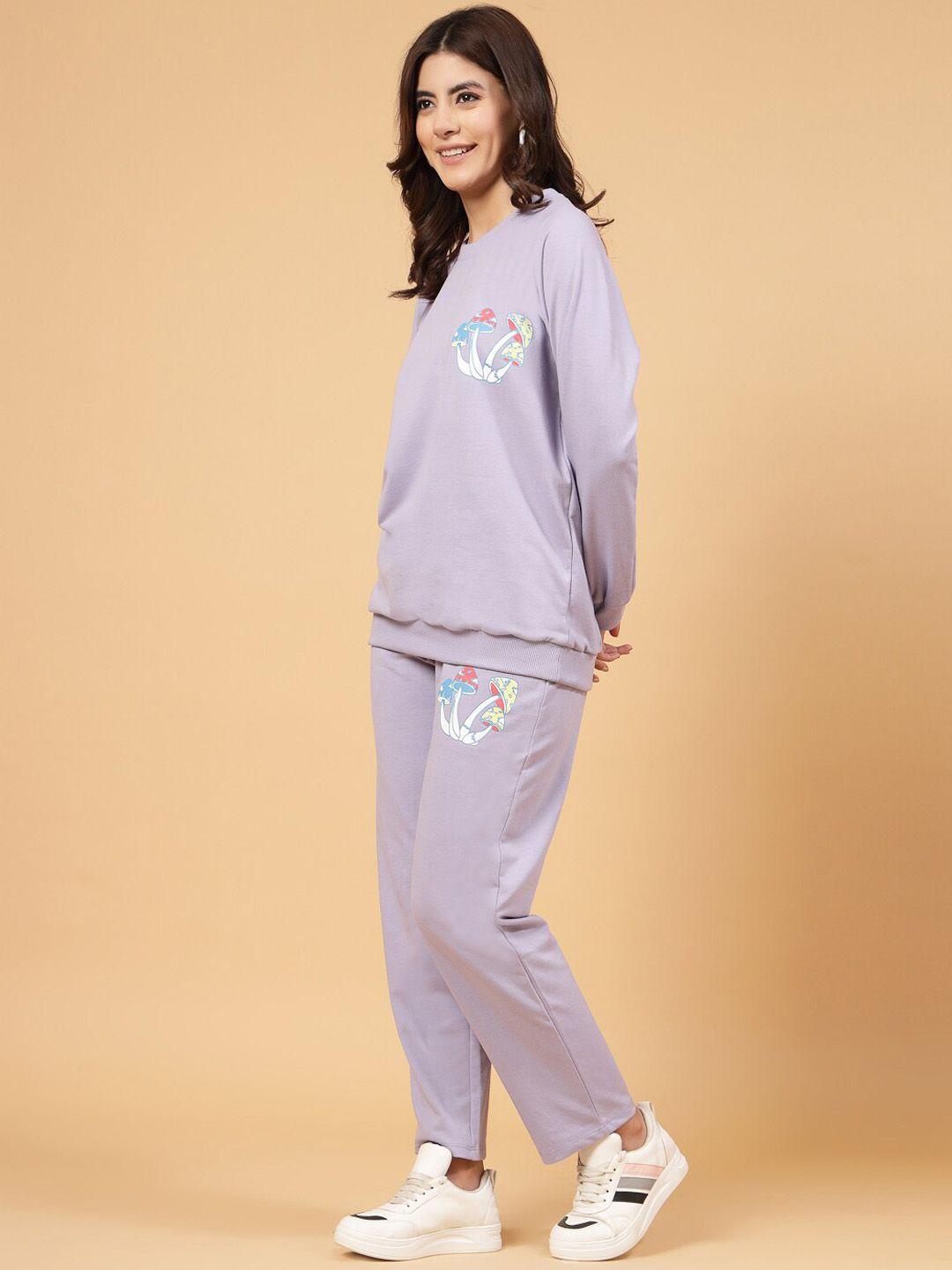 rigo printed oversized pure cotton sweatshirt & trousers