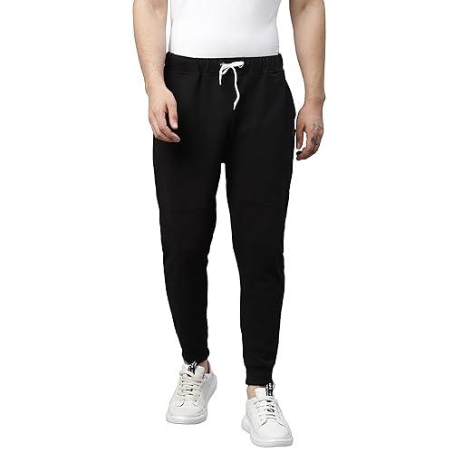 rigo relaxed and regular fit printed cotton jogger pants for men | track pant for men | lower for men black