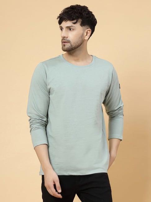 rigo sea green regular fit oversized crew t-shirt