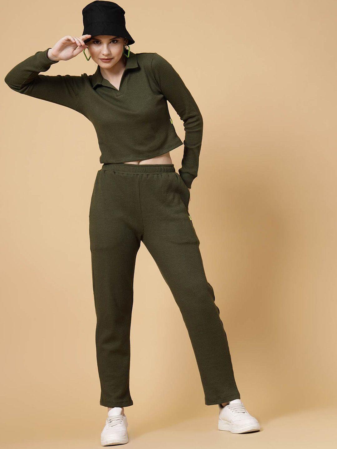 rigo shirt collar crop t-shirt & trousers