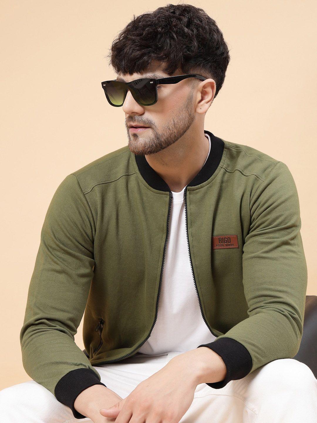 rigo stand collar fleece bomber jacket