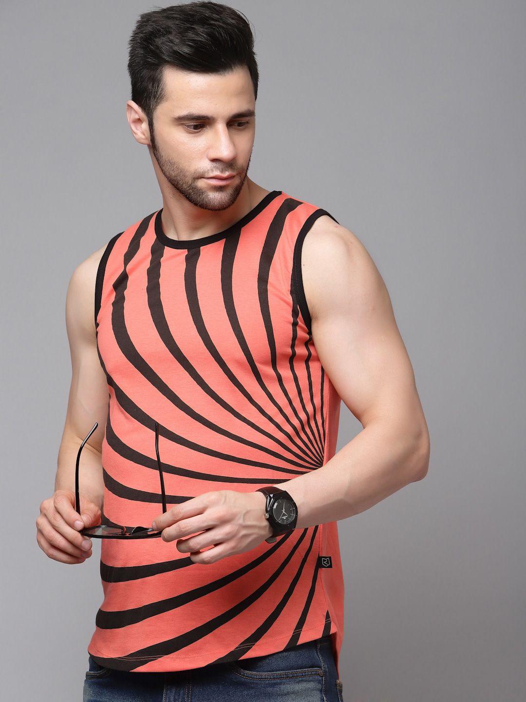 rigo striped sleeveless cotton slim fit t-shirt