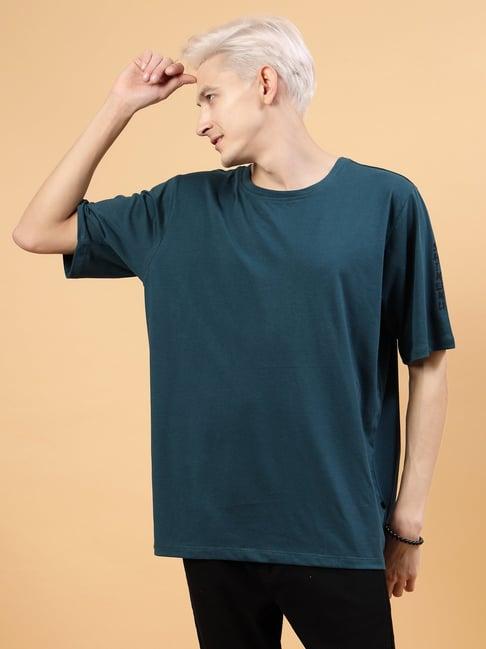 rigo teal green loose fit graphic print oversized t-shirt