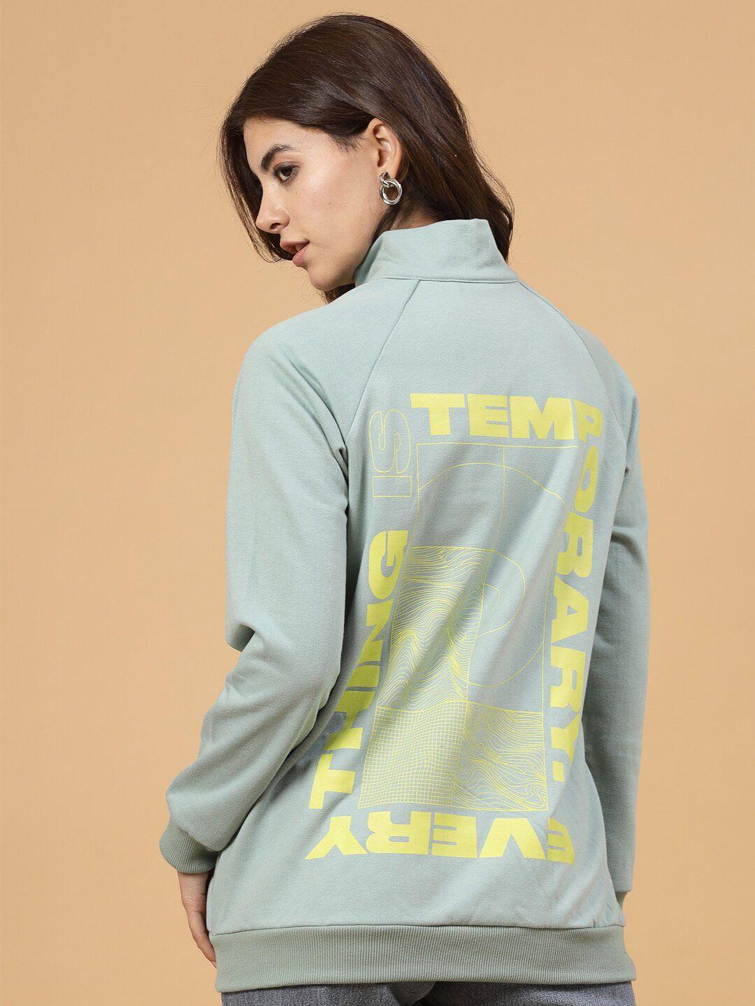 rigo typography printed mock collar fleece oversized pullover sweatshirt
