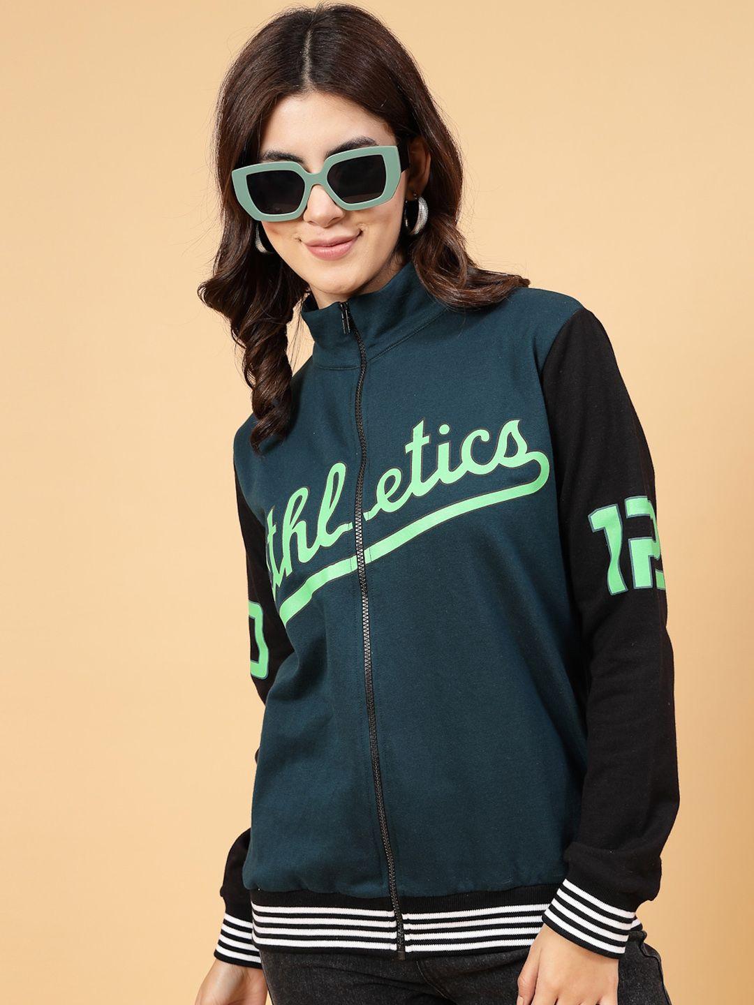 rigo typography printed oversized fleece varsity jacket