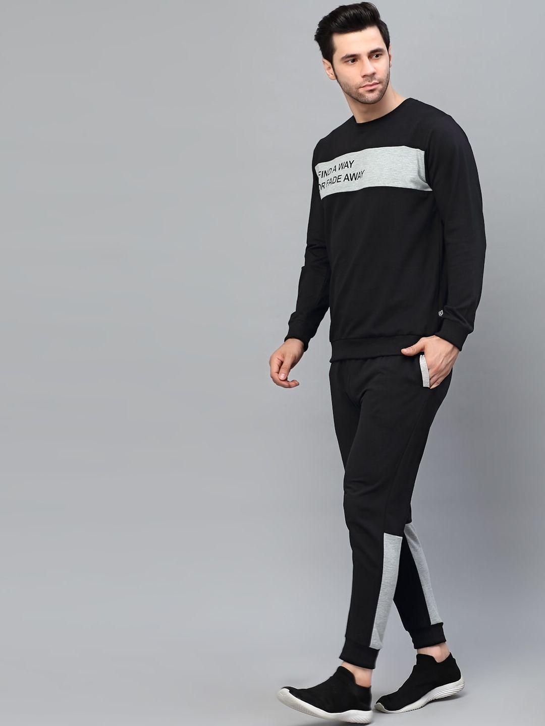 rigo typography printed round neck cotton terry tracksuit