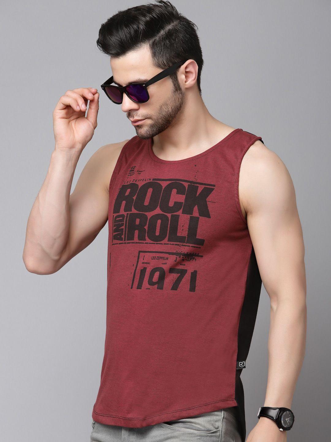 rigo typography printed sleeveless slim fit t-shirt