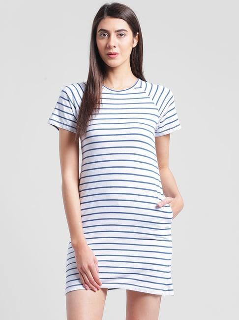 rigo white & blue striped dress