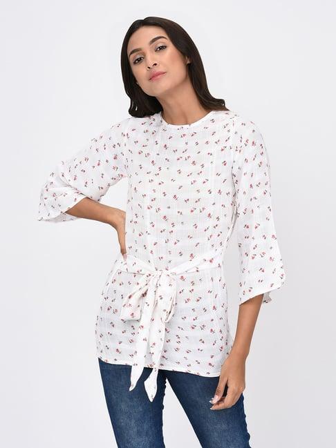 rigo white & pink floral print top