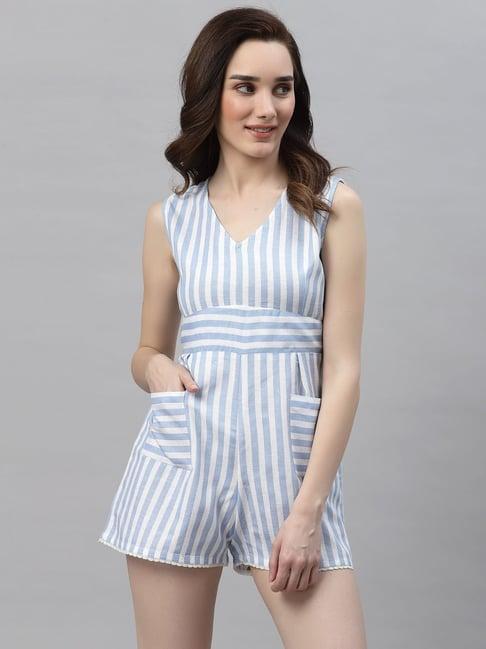 rigo white striped playsuit