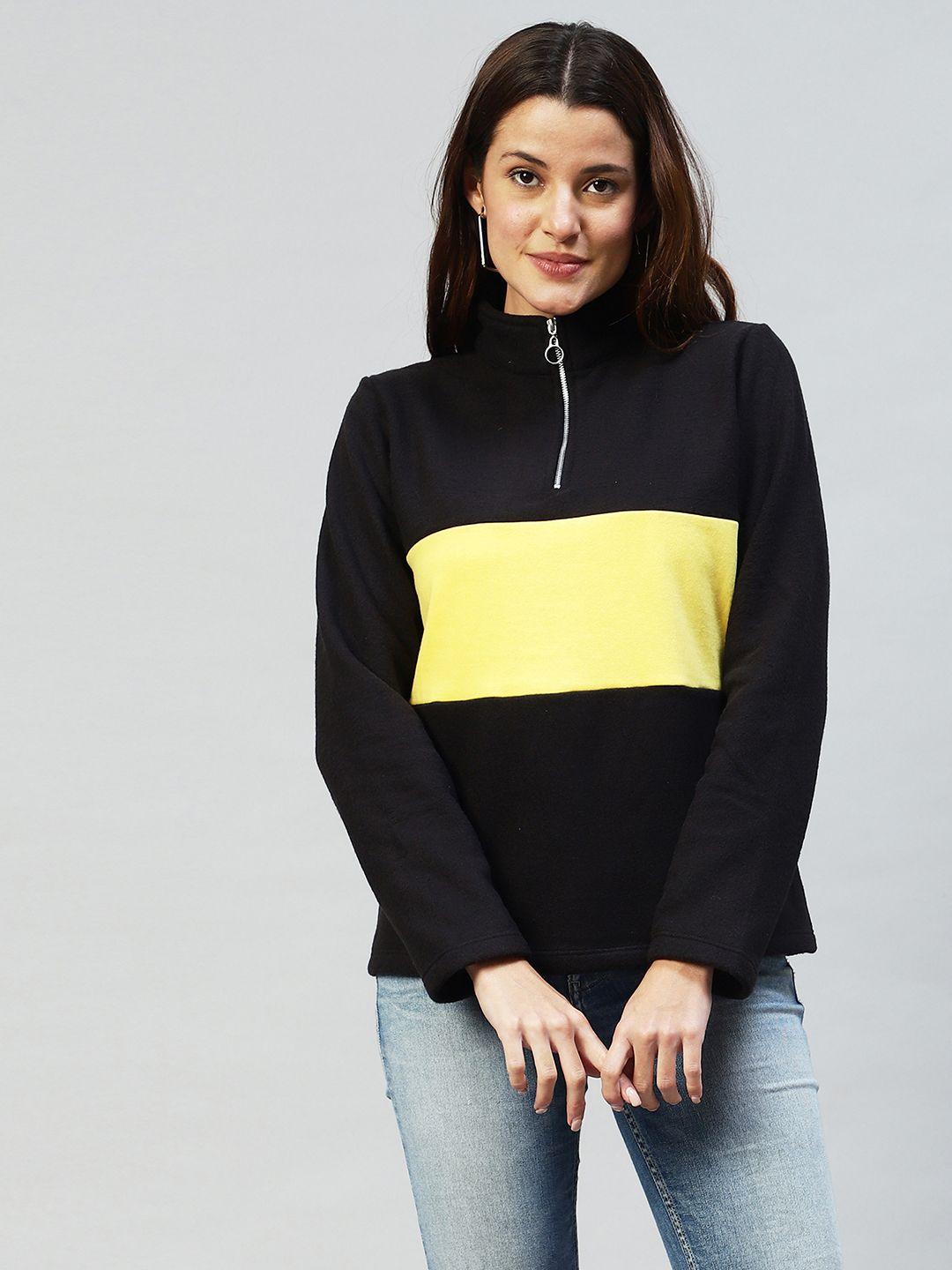 rigo women black colourblocked sweatshirt