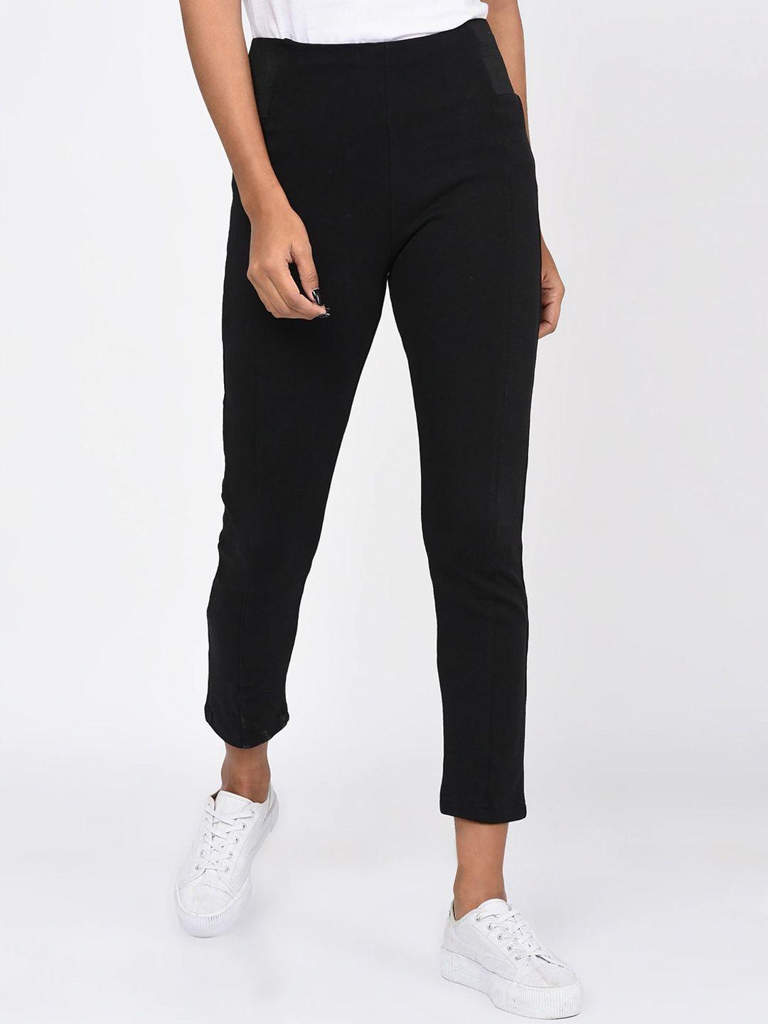 rigo women black comfort slim fit trousers