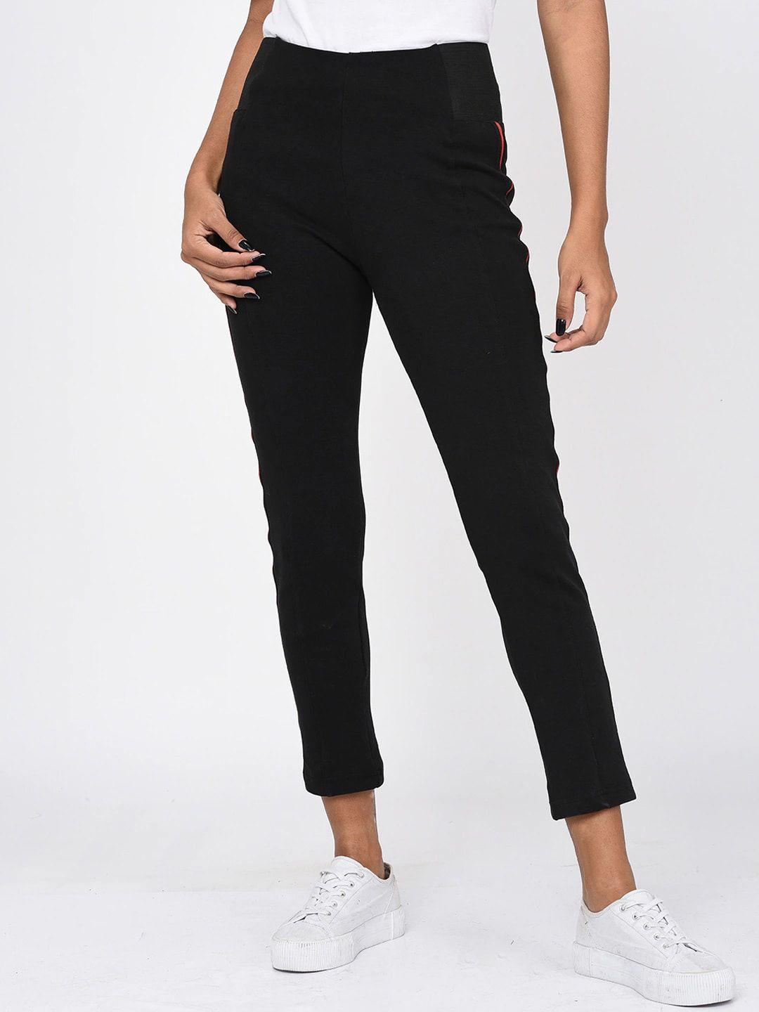rigo women black comfort slim fit trousers