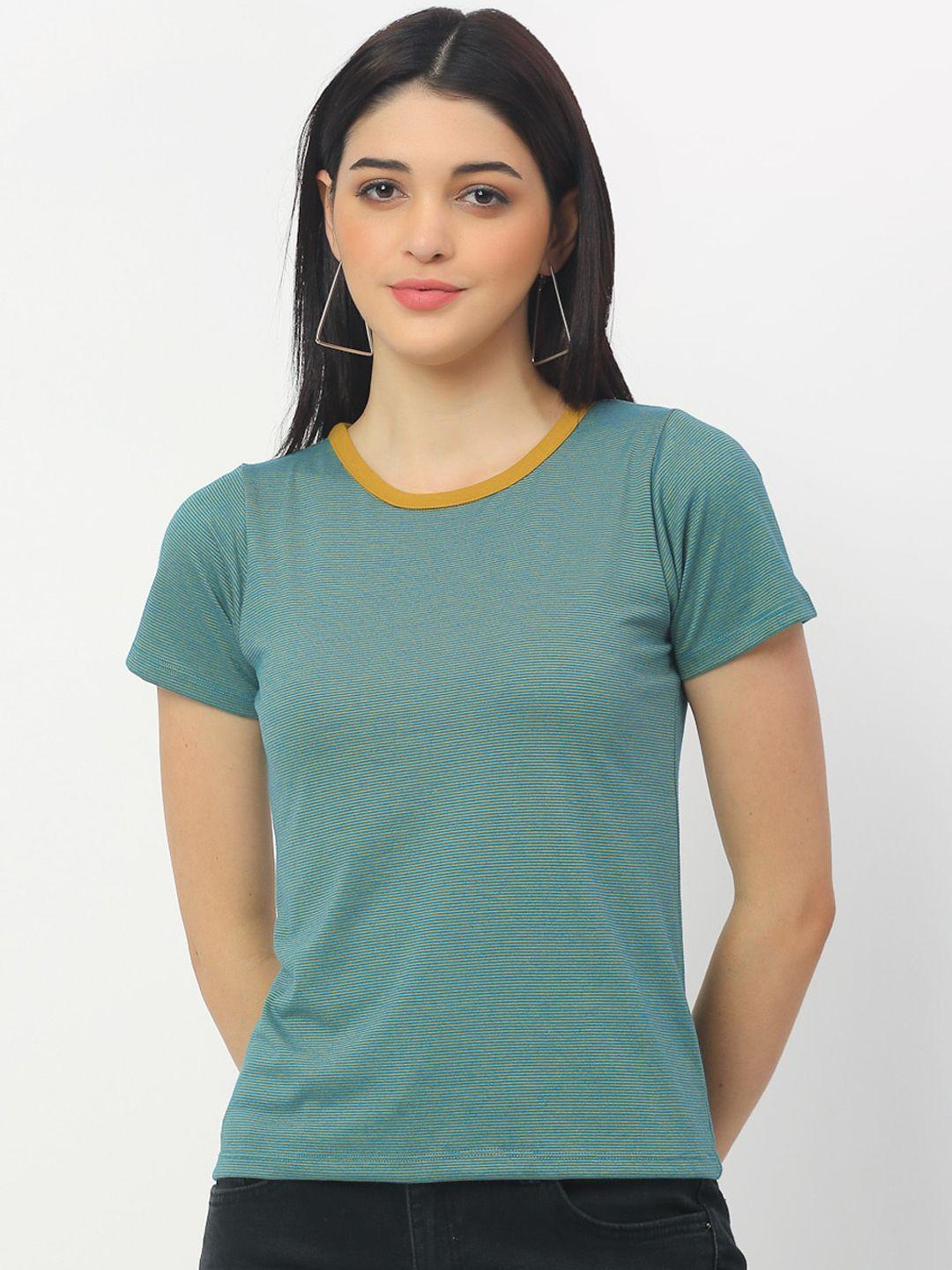 rigo women green pure cotton t-shirt