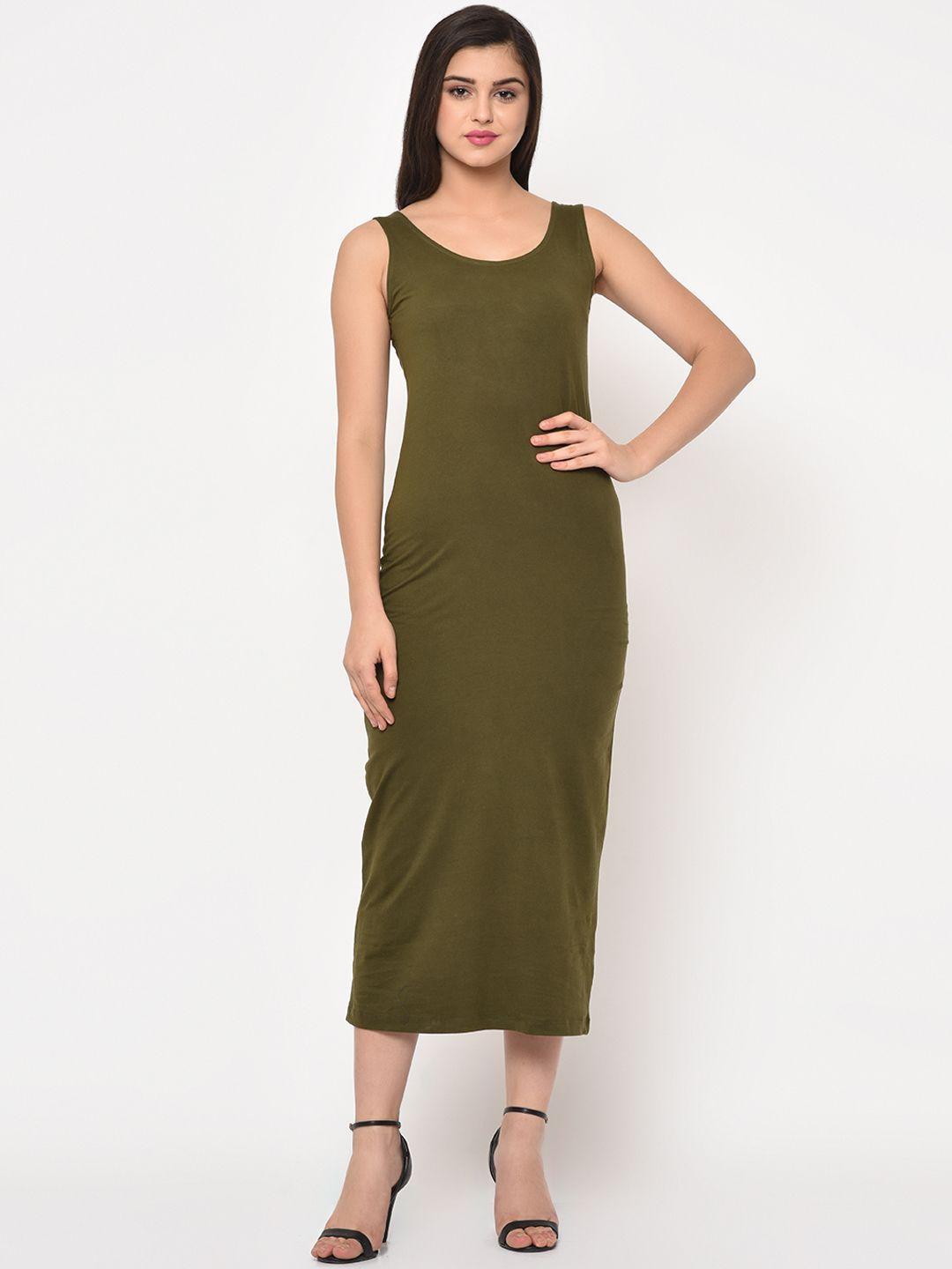 rigo women olive green solid t-shirt dress