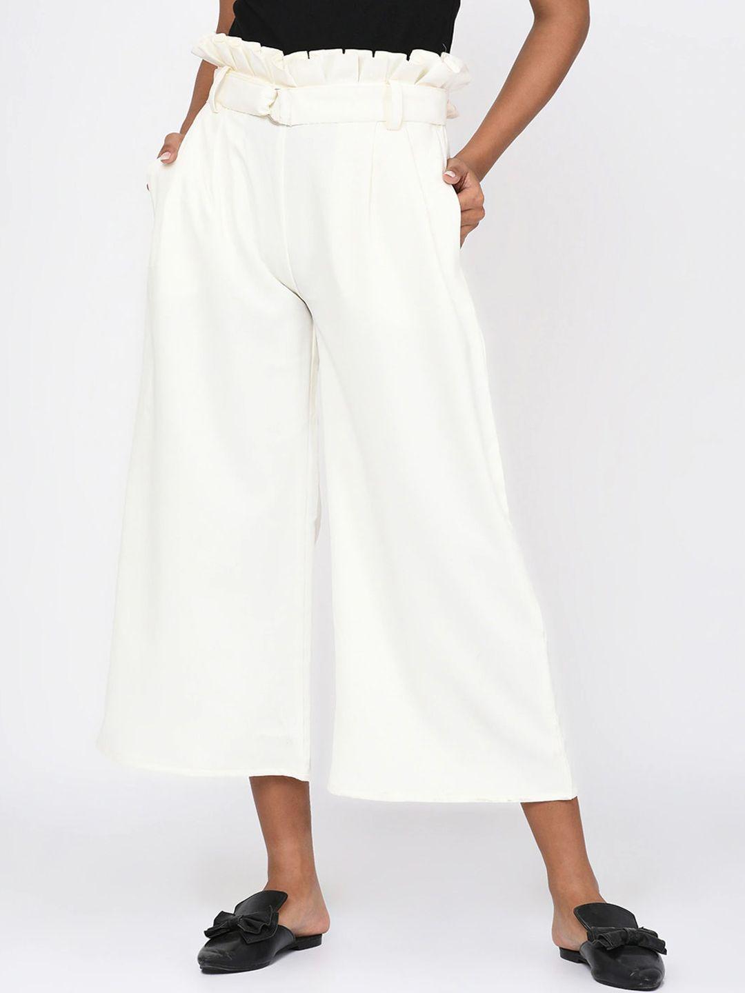 rigo women white comfort slim fit culottes trousers