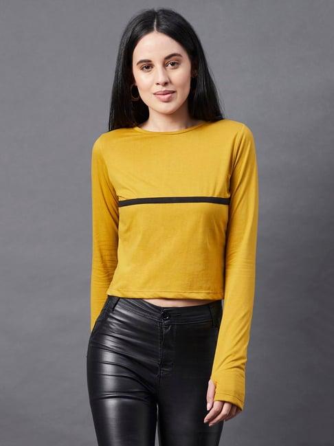 rigo yellow round neck crop top