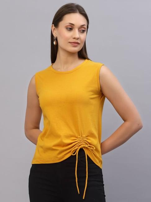 rigo yellow round neck top